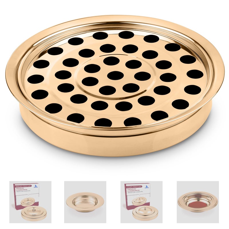 Steadfast Selections Cup Tray Gold Premium Communion Trays for Churches  Stainless Steel Communion Ware Set Supplies  40 Cup Tray