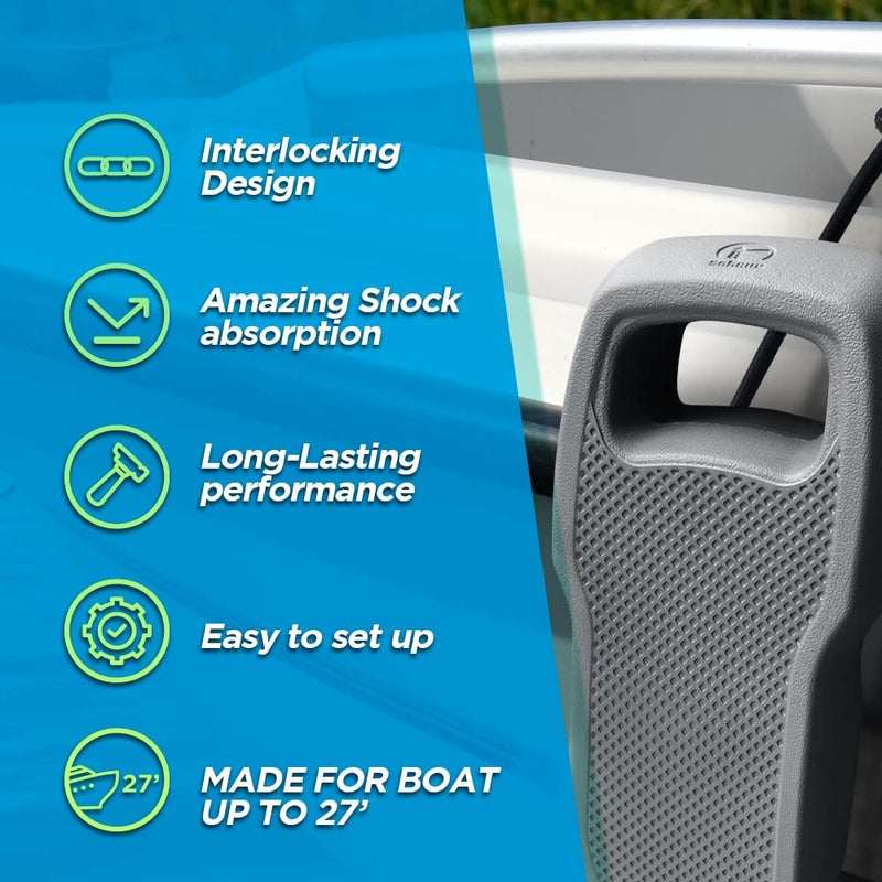 Portable Boat Fender Boat Bumper for Docking Portable EVA Pontoon Boat Fender Pontoon Boat Fender Ideal for Fishing Boat, Pontoon Boat, PWC and Jet Ski (Grey Long Shape 2Pack) - Image 5