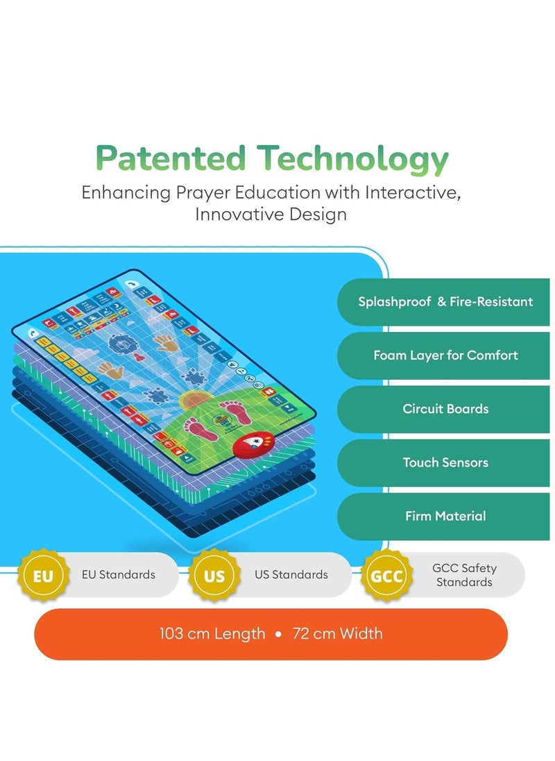 JAJEEK Islamic Electronic Smart Prayer Mat for Kids – Interactive, Educational Learning Tool in 10 Languages, 36 Active Keys, Fun & Engaging for Children, Ideal Gift During Ramadan – Teaches Islamic Prayers, Sayings, and Rituals  - Image 4