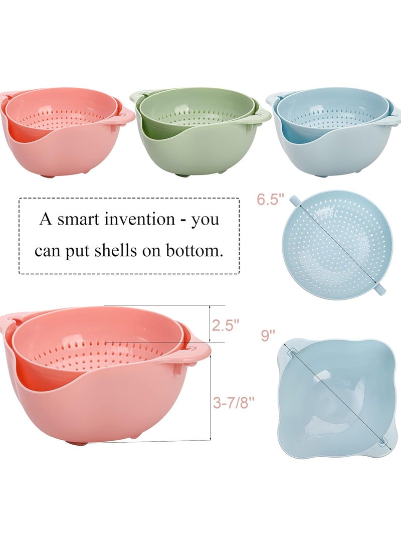 كيمايا مجموعة من 3 أطباق مكسرات وفستق - طبق تقديم مزدوج مع قاعدة لتخزين البذور والقشرة والفستق والكرز وفول الصويا والفواكه والحلوى (وردي، أزرق) - Image 3
