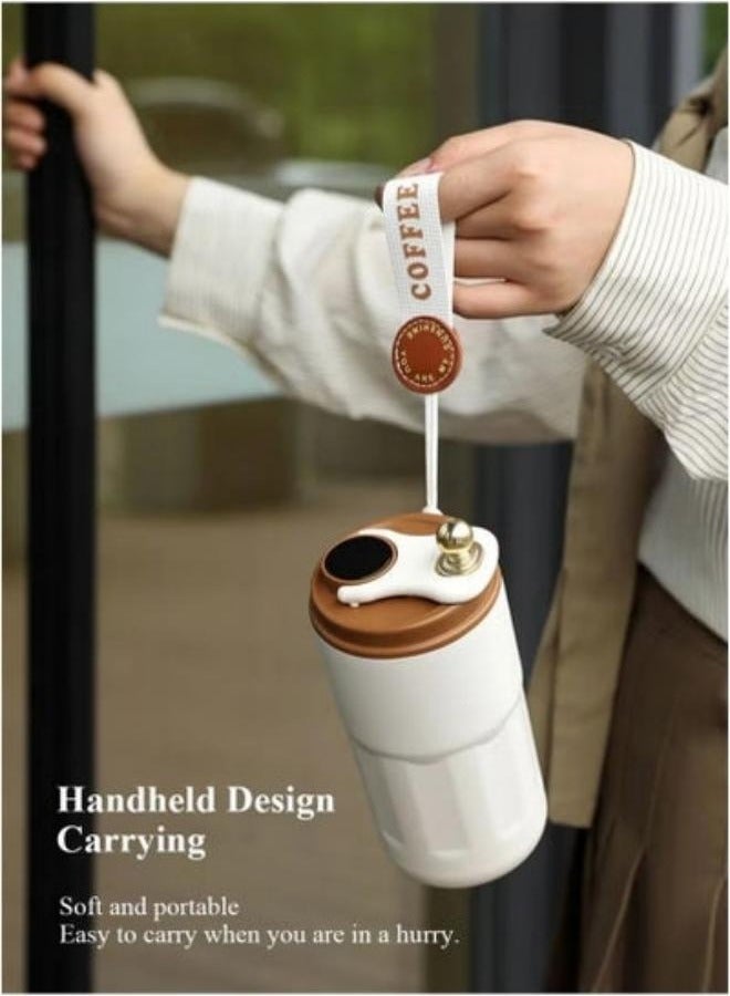 HOMESTAR 450ml Reusable Insulated Coffee Mug with Temperature Display, 316 Stainless Steel Coffee Cup with Flip Lid, Leakproof Tumbler Thermal Mug for Hot or Iced Coffee or Tea - Image 3