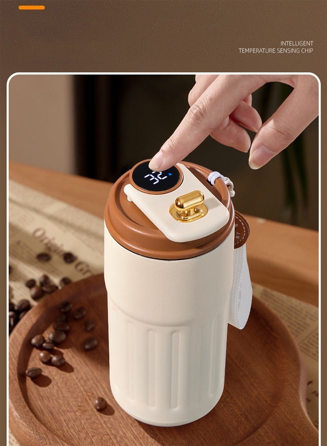 HOMESTAR 450ml Reusable Insulated Coffee Mug with Temperature Display, 316 Stainless Steel Coffee Cup with Flip Lid, Leakproof Tumbler Thermal Mug for Hot or Iced Coffee or Tea - Image 2