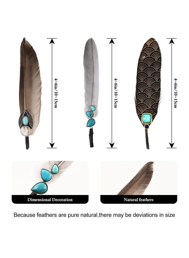 MAOFENG 3PCS Hat Natural Feathers Assorted Turquoise Hat Feathers for DIY Craft Fedora Cowboy Oktoberfest Trilby Hats Holiday Party Accessories Decorations - Image 2