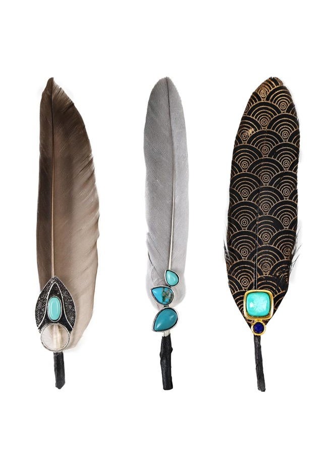 MAOFENG 3PCS Hat Natural Feathers Assorted Turquoise Hat Feathers for DIY Craft Fedora Cowboy Oktoberfest Trilby Hats Holiday Party Accessories Decorations - Image 1