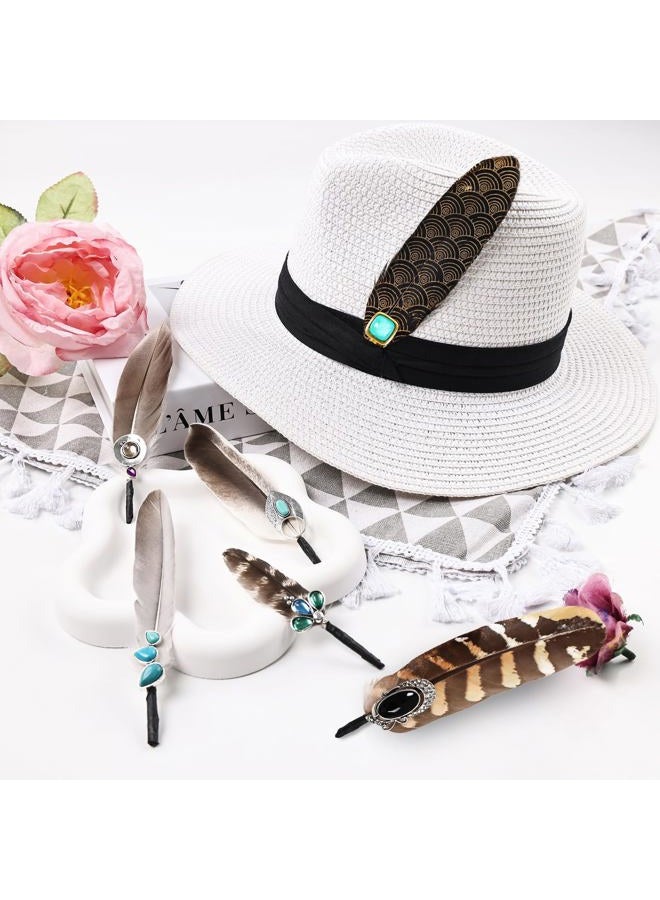 MAOFENG 3PCS Hat Natural Feathers Assorted Turquoise Hat Feathers for DIY Craft Fedora Cowboy Oktoberfest Trilby Hats Holiday Party Accessories Decorations - Image 4