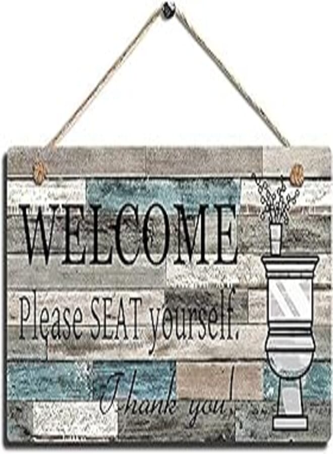 Generic ROONASN Bathroom Wall Decor Sign-Wood Plaque Sign Wall Hanging Welcome Sign Please Seat Yourself Wall Art Sign 5 x 10 inch -2 