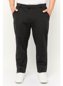 Men Regular Fit Neoprene Brand Logo Pants, Black