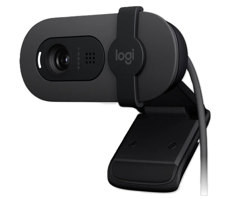 Logitech Brio 100 Full HD Webcam for Meetings and Streaming, Auto-Light Balance, Built-In Mic, Privacy Shutter, USB-A, for Microsoft Teams, Google Meet, Zoom and More - Graphite