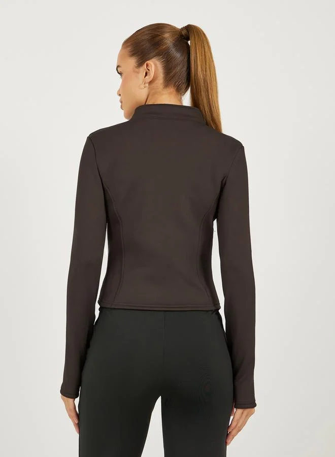 Styli Fleece Lining Contour Detail Zip Up Jacket