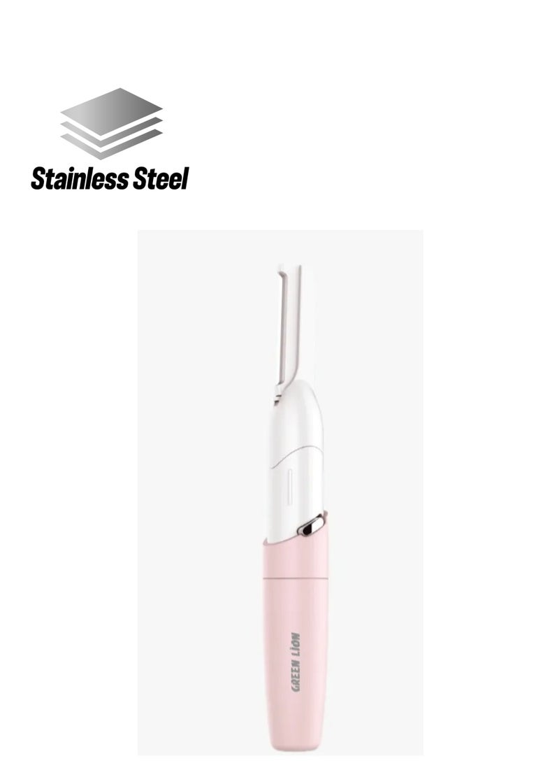 GREEN LION Eyebrow Hair Trimmer with Stainless Steel Blade & Adjustable Planner / Precision Trimming / Replaceable Battery / Adjustable Angle / Skin Friendly / Painless / Ergonomic Design / Eyebrow Shaper - Pink - Image 1