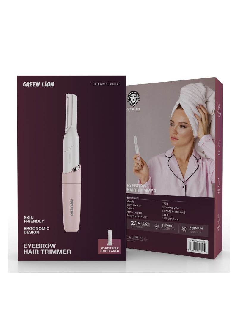 GREEN LION Eyebrow Hair Trimmer with Stainless Steel Blade & Adjustable Planner / Precision Trimming / Replaceable Battery / Adjustable Angle / Skin Friendly / Painless / Ergonomic Design / Eyebrow Shaper - Pink - Image 4