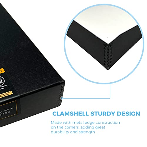 Lineco Archival Oversized 3-Ring Album Box with Clamshell Style Lid, Holds Up 55 Pages, 13.25 x 11.75 x 2.5 inch, Black - Image 4