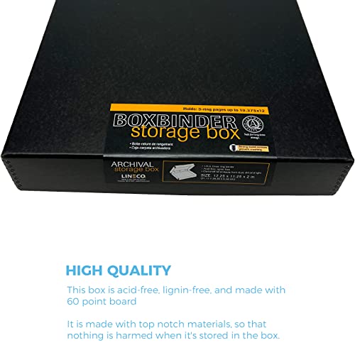 Lineco Archival Oversized 3-Ring Album Box with Clamshell Style Lid, Holds Up 55 Pages, 13.25 x 11.75 x 2.5 inch, Black - Image 3
