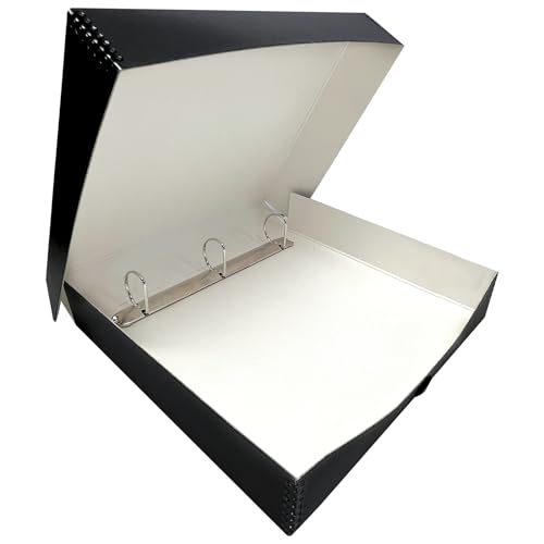 Lineco Archival Oversized 3-Ring Album Box with Clamshell Style Lid, Holds Up 55 Pages, 13.25 x 11.75 x 2.5 inch, Black - Image 1