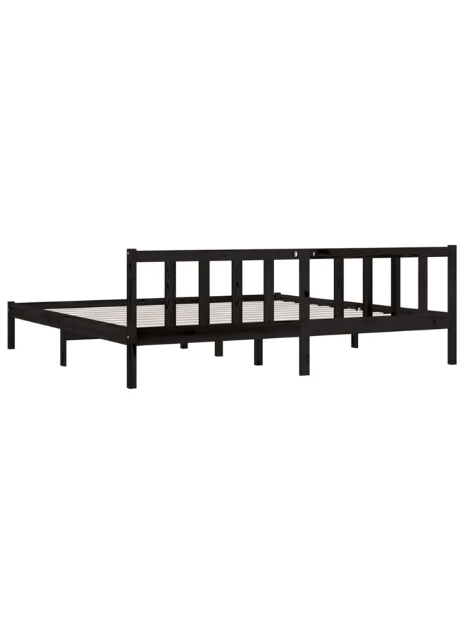 فيداكسل إطار سرير دون مرتبة لون أسود خشب صلب حجم سوبر كينج 810101 - Image 5