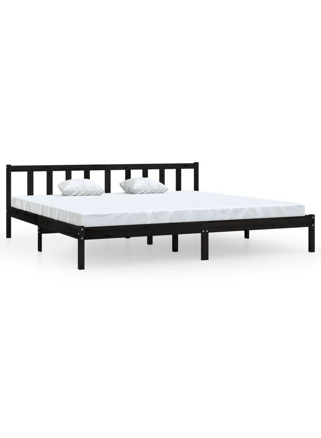 فيداكسل إطار سرير دون مرتبة لون أسود خشب صلب حجم سوبر كينج 810101 - Image 1