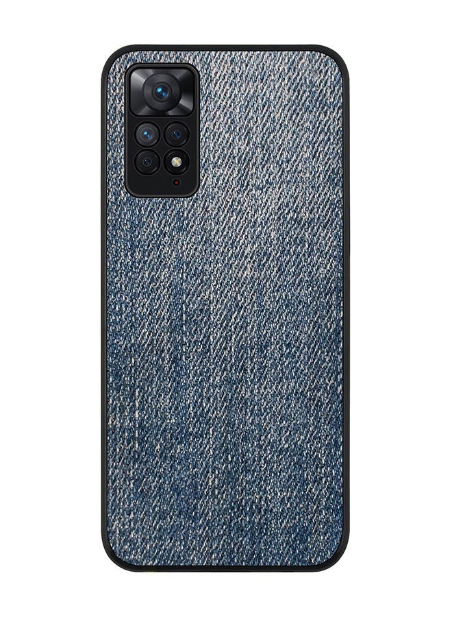 Stylizedd Rugged Black edge case for Redmi Note 11 4G/Redmi Note 11S Slim fit Soft Case Flexible Rubber Edges Anti Drop TPU Gel Thin Cover - Dark Denim Print - Image 1