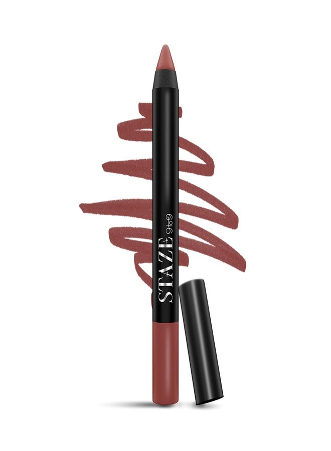 Staze 9to9 Pout On Matte + Smudgeproof Lip Crayon | Non-Drying, Transferproof & Sharpenable| Pigmented Matte Finish | 12-Hour Stay | Lightweight | 05 Cocoa Loco| 3.5 g - Image 1