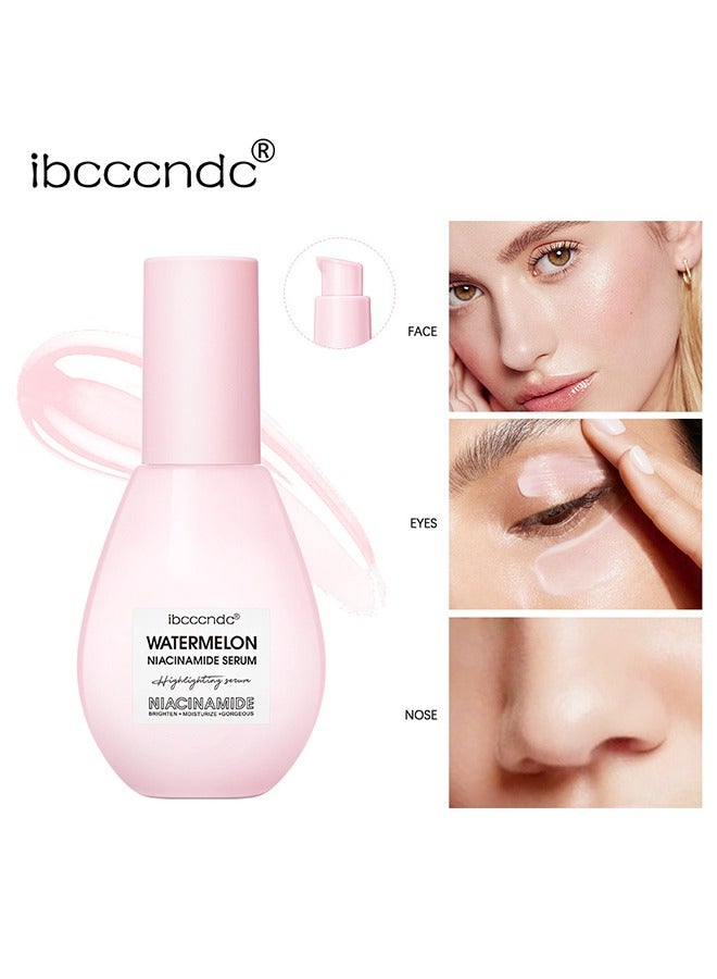 ibcccndc Watermelon Niacinamide Serum- Moisturizing Watermelon Toner Hyaluronic Facial Serum Brighten with Glycerin and Vitamin E Serum Multi Purpose Lightweight Face Serum Face Highlighter 75ML - Image 2