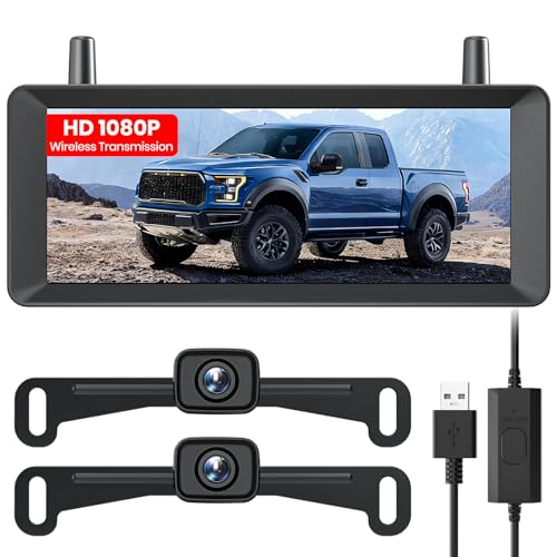 AUTO-VOX 2 Wireless Backup Camera: 7.2" USB-Powered Dual Split-Screen 1080P HD Monitor with DVR Recording, Front and Rear Coverage, Stable Signal, Back Up Camera for Pickup, Trailer, SUV - Image 1