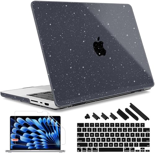 May Chen for 2026 MacBook Pro 14-inch M5 M4 M3 M2 M1 Pro/Max Chip, Release 2026 2025-2021, Model A3427 A3426 A3434 A3112 .., Plastic Hard Shell with Keyboard Cover, Black Glitter Sparkle - Image 1