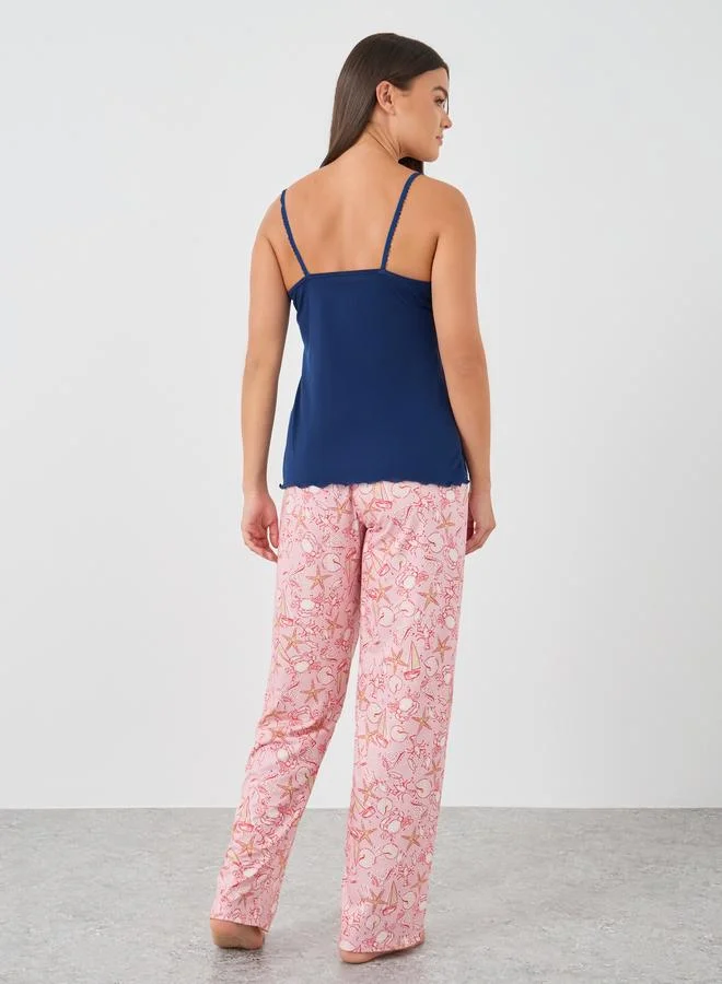 Styli Styli Slogan Print Ruffled Hem Nightdress
