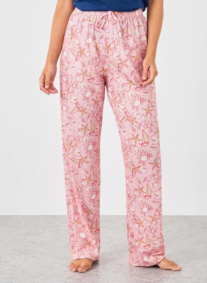 Styli Styli Slogan Print Ruffled Hem Nightdress