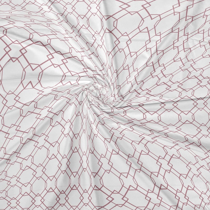 LABHAM® - Easy Living 180TC 100% Cotton Abstract Print Super Soft Double Bed King Size Bedsheet (108'' x 108'') with 2 Pillow Covers (Pink & White)(el06pink) - Image 5