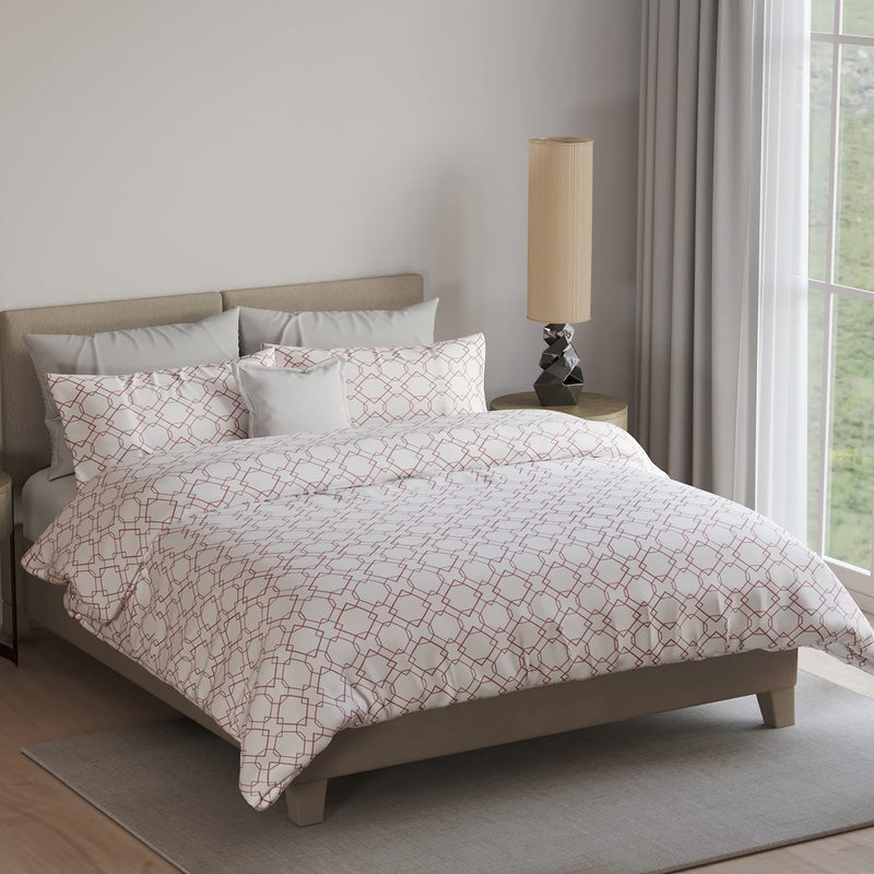 LABHAM® - Easy Living 180TC 100% Cotton Abstract Print Super Soft Double Bed King Size Bedsheet (108'' x 108'') with 2 Pillow Covers (Pink & White)(el06pink) - Image 2