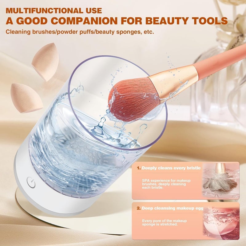 DWARIYAN Makeup Brush Cleaner Machine Electric Cosmetic Painting Brush Cleaner Automatic Spinning Makeup Deep Cleaning Usb Powered Brush Cleaner Compatible with All Size Makeup Brushes - Image 5