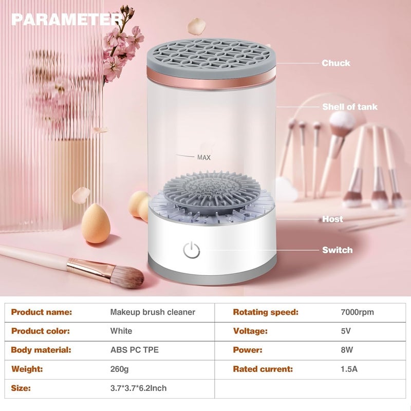 DWARIYAN Makeup Brush Cleaner Machine Electric Cosmetic Painting Brush Cleaner Automatic Spinning Makeup Deep Cleaning Usb Powered Brush Cleaner Compatible with All Size Makeup Brushes - Image 4