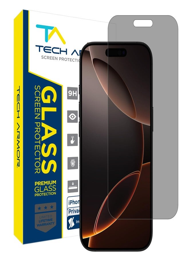 Tech Armor for Apple iPhone 16 Pro Screen Protector Privacy Glass 6.3 inch - Ballistic Tempered, Anti-Spy, Case Friendly, Easy Installation, Bubble Free, Touch Support, 1 Pack - Image 1