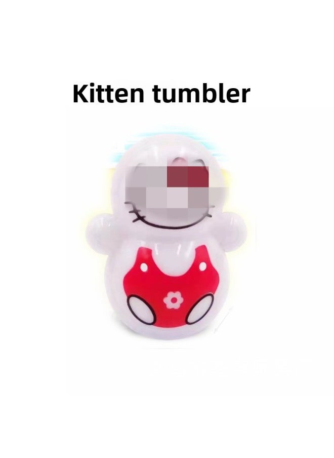Children's Mini Tumbler Net Red Same Style Cartoon Blue Fat Snowman Santa Claus Spaceman Decompression Small Toy-Color:Kitten Tumbler  - Image 1