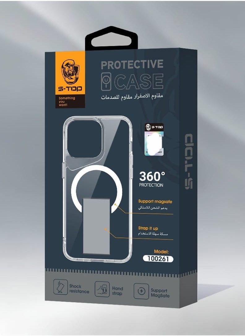 S-TOP Protective case for the 16 Plus phone, supports MagSafe technology, shock-resistant and anti-yellowing, transparent  - Image 2