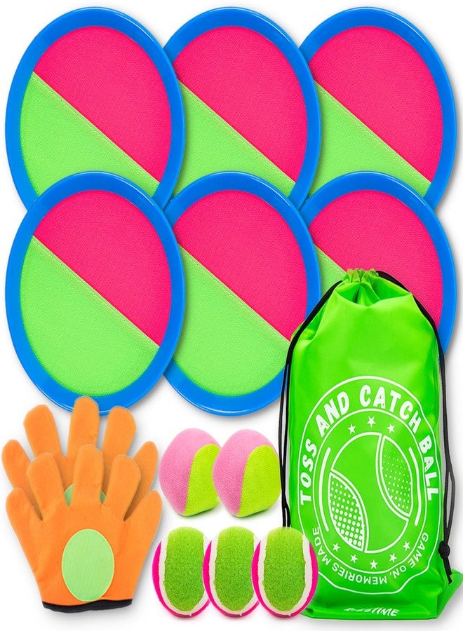 Tulyra Toss and Catch Ball Set, Outdoor Games, Beach/Backyard/Lawn Games, Paddle Ball and Catch Game, Gifts for Kids/Adults/Family (6 Paddles, 4 Balls/Catching Gloves/Carrying Bag) - Image 1