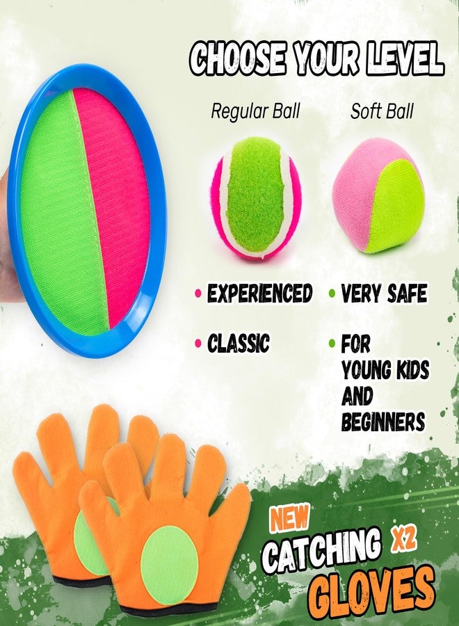Tulyra Toss and Catch Ball Set, Outdoor Games, Beach/Backyard/Lawn Games, Paddle Ball and Catch Game, Gifts for Kids/Adults/Family (6 Paddles, 4 Balls/Catching Gloves/Carrying Bag) - Image 3