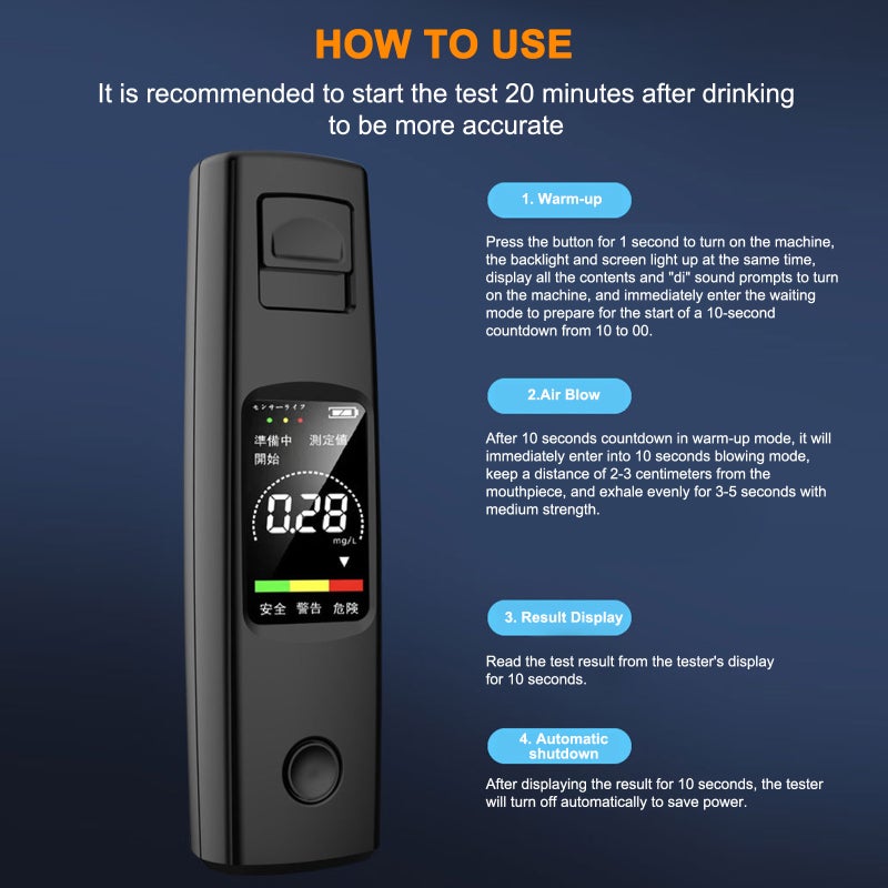 Alcohol Tester Portable Touchless Detector Traffic Alcohol Tester Car High Accuracy Measuring Instrument - Image 5