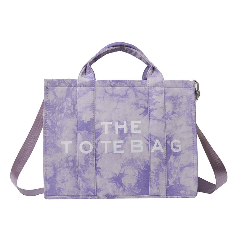 Trendy Fashion Letter Tote Bag, Niche High-End Tie-Dye Shoulder Bag, Casual Commuting Crossbody Bag