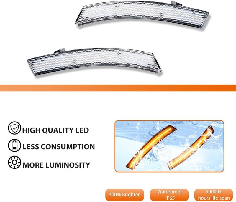 Adiil Amber Full LED Front Fender Side Marker Lights Assembly for 2002-2008 MINI Cooper - Image 2