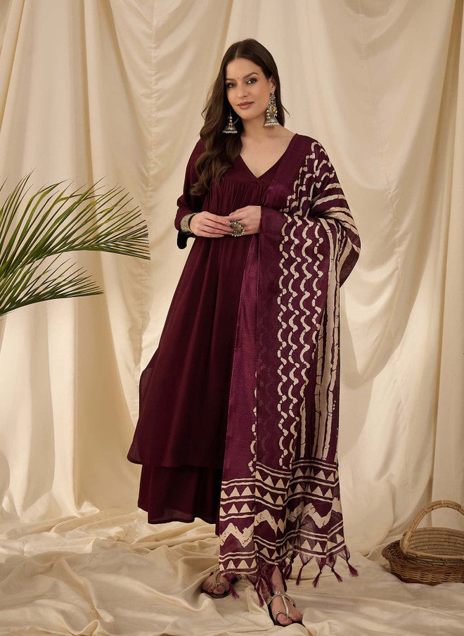 InWeave كورتا أناركالي للنساء من إن ويف مع بالازوس ودوباتا - Image 1