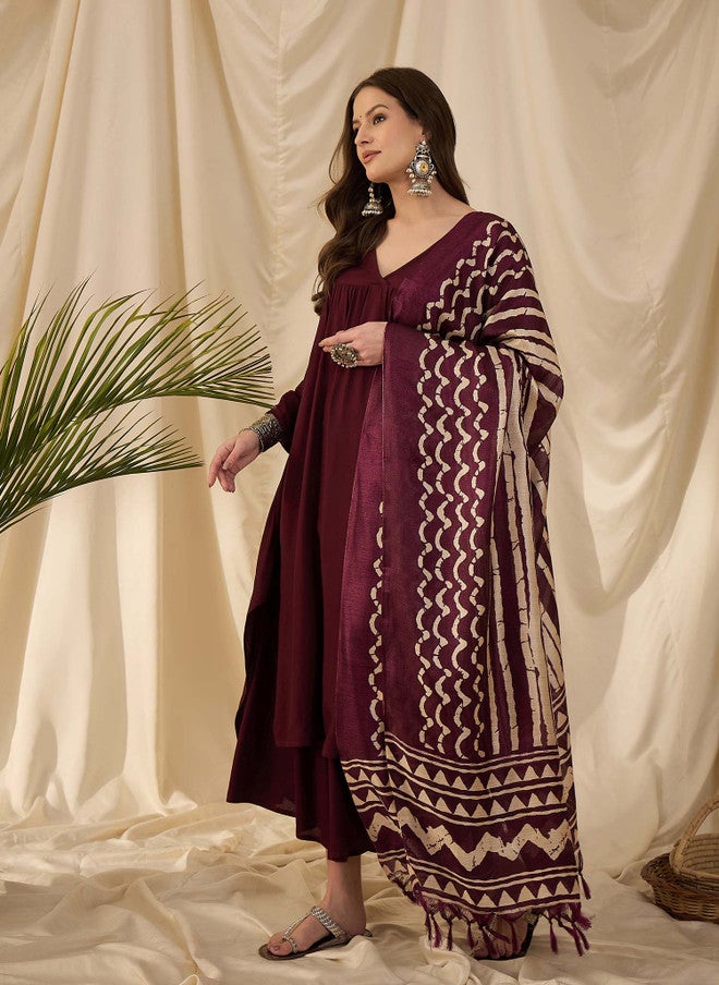 InWeave كورتا أناركالي للنساء من إن ويف مع بالازوس ودوباتا - Image 2