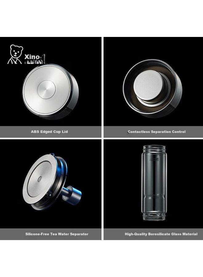 Heenoor Double-layer Glass Cup Magnetic Separation Tea Water Separation Cup Men's High-end Tea Cup Water Cup Xn-7012 Original Color 300ml - Image 2