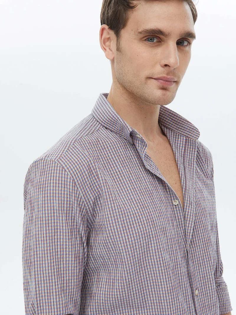 Kip Plum Regular Fit Woven Casual Cotton Blend Shirt