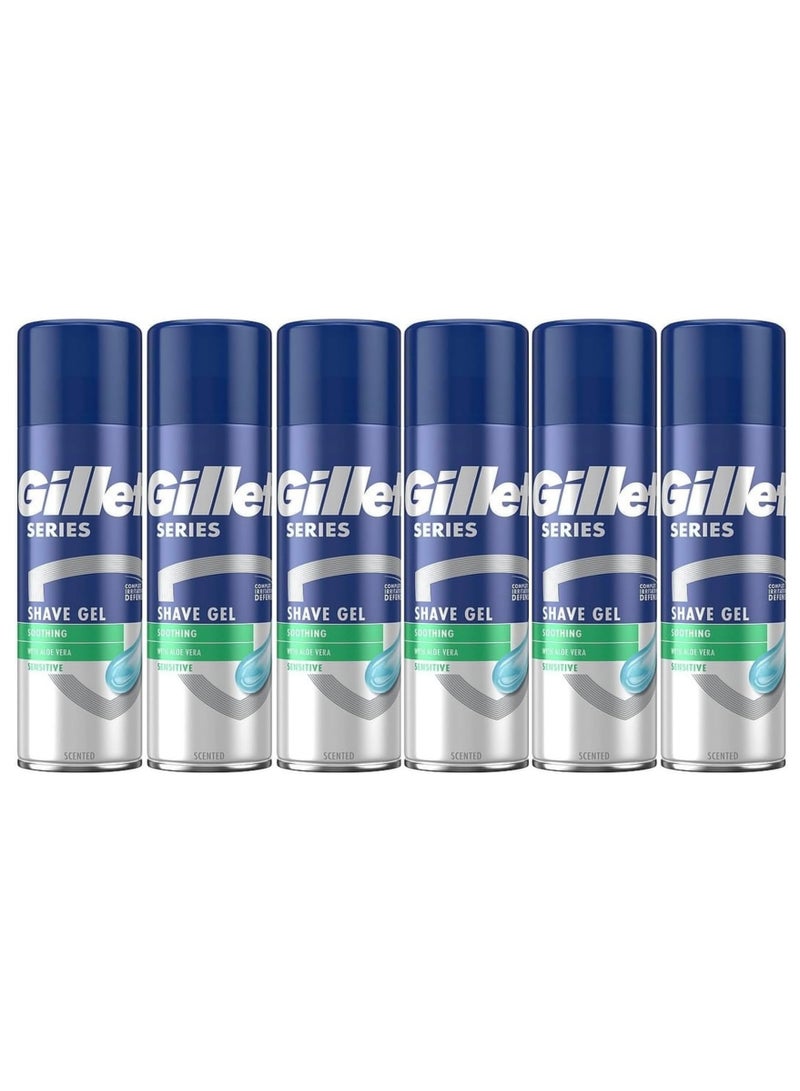 Gillette Gillette Series Shaving Gel with Aloe Sensitive Skin 200ml (Pack of 6)  - Image 1