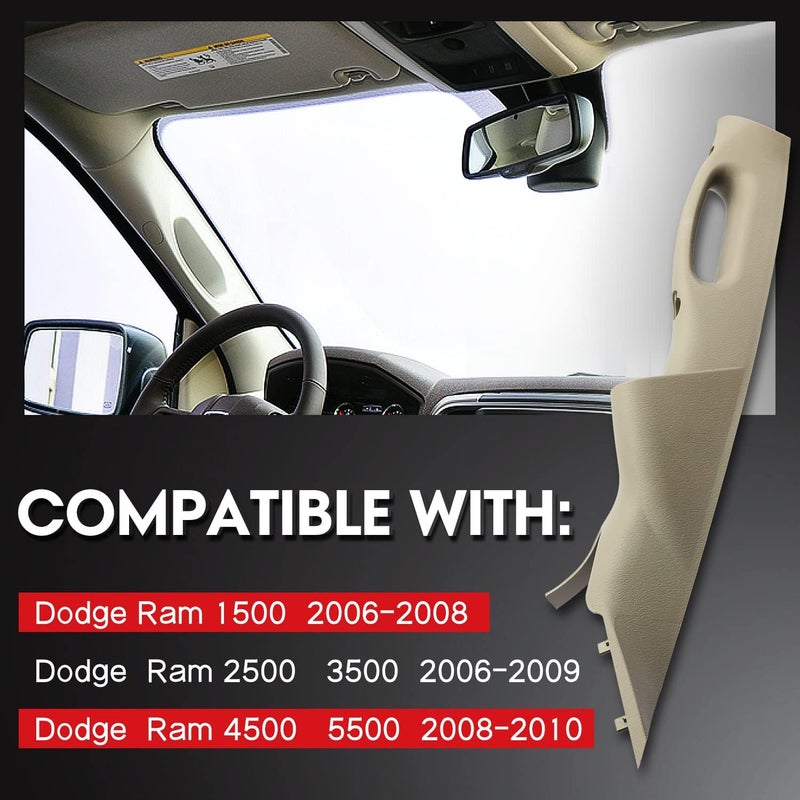 Fexhull A-Pillar Trim Interior Handle and Single Gauge Pod for Dodge Ram 1500 2500 3500 4500 5500 (2006-2010) - Image 2