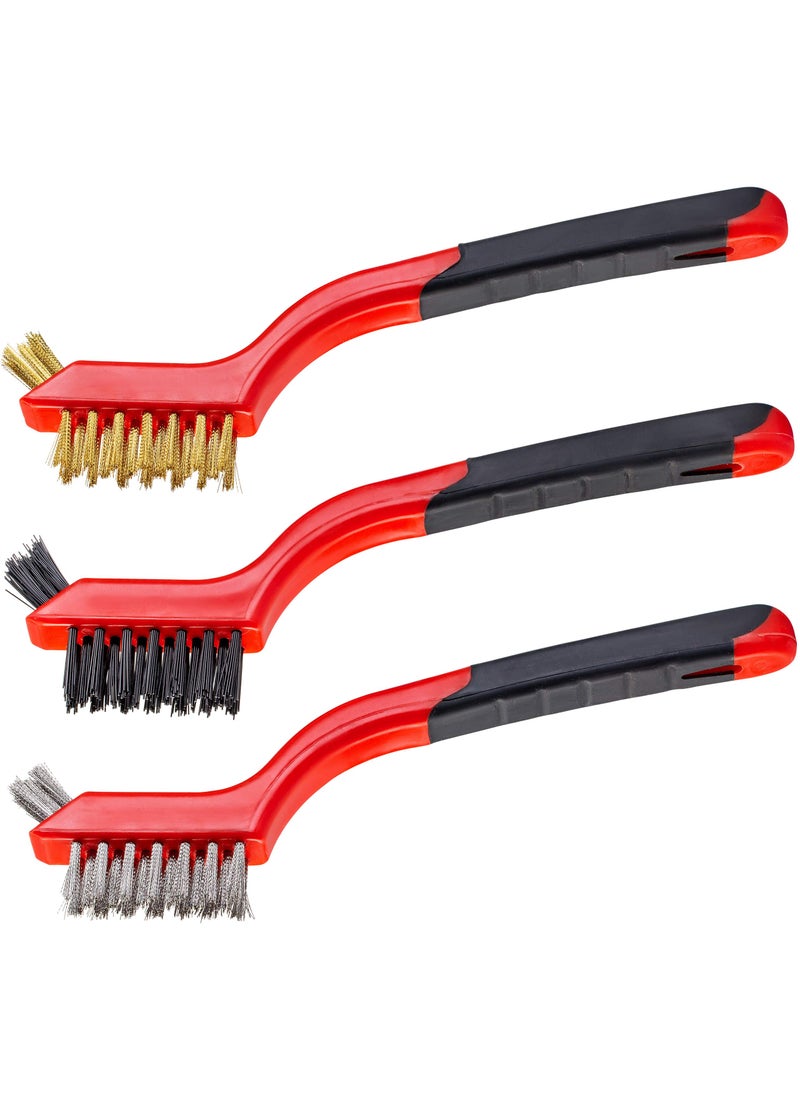 Skdorpfm Small Wire Brush Set Wire Brushes for Cleaning Rust Removal 3 Brush Types Stainless Steel Brush for Cleaning Brass Metal Brush and Nylon Brushes 