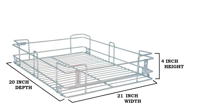 BLOO BASKET BLOO BASKET 202 Stainless Steel Modular Kitchen Basket Rectangular Sheet Wire Size 4 Plain 6 Plain 8 Plain Set of 3 WITHOUT CHANNEL 21 INCH WIDTH 20 INCH DEPTH  - Image 2