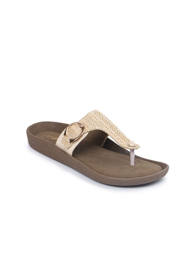 She Zone Cream T-Strap Flats for Women - Image 2