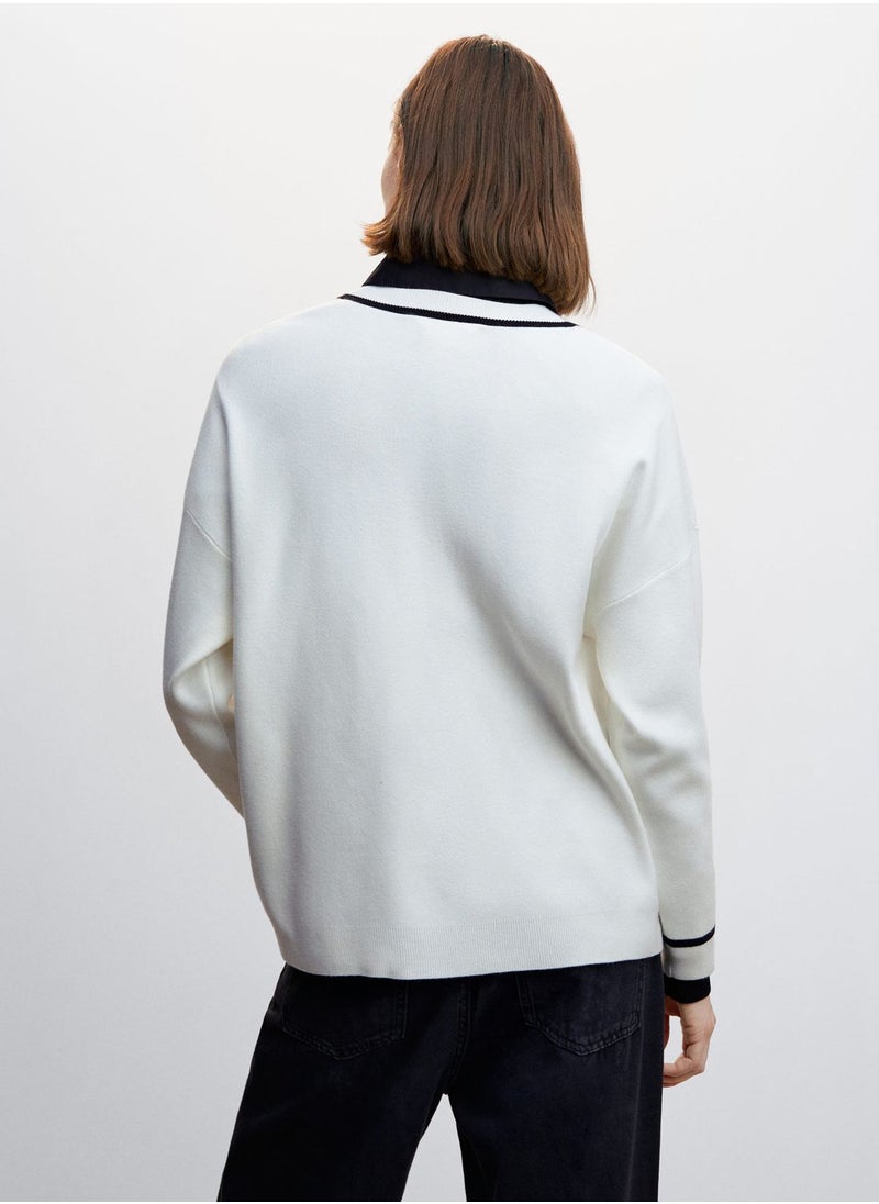 MANGO - V-Neck Knitted Sweater - Image 1