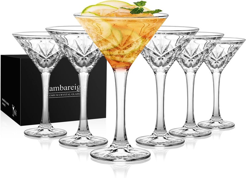Cambareign Martini Glasses Set of 6, 6oz Lead-Free Martini Glass, Crystal Cocktail Glassware with Stem, Wine Gifts for Women Men - Image 1